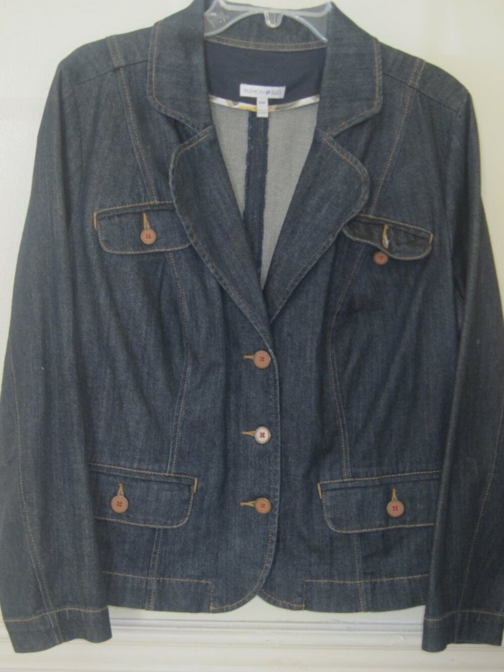 FASHION BUG~Denim Jean Jacket Womens~Size 18W~4 Pockets W/Buttons~Cotton/Spandex